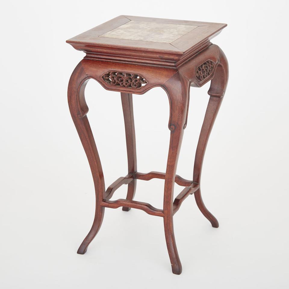 A Huanghuali Planter Stand with Marble Top, 19th/20th Century