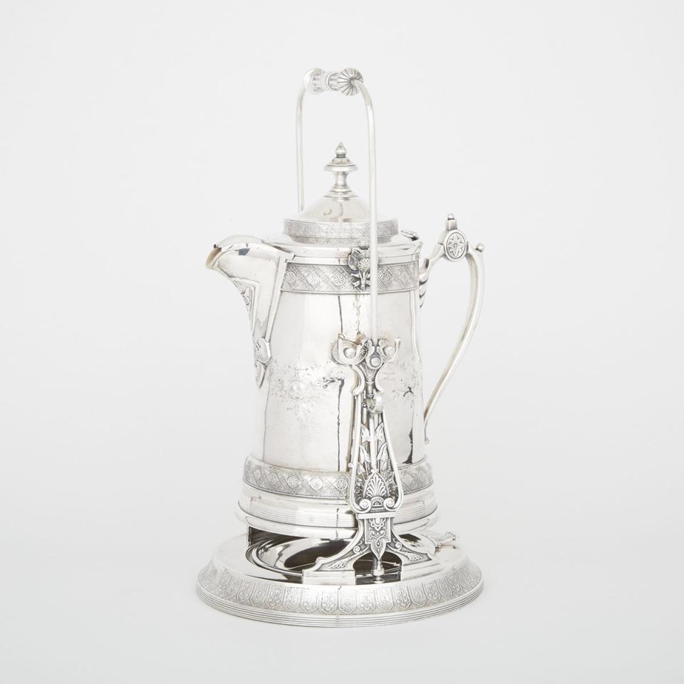 American Silver Plated Iced Water or Lemonade Jug on Stand, Reed & Barton, 1880s