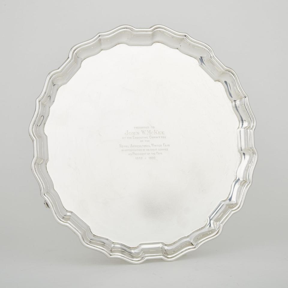 Canadian Silver Shaped Circular Salver, Henry Birks & Sons, Montreal, Que., 1950