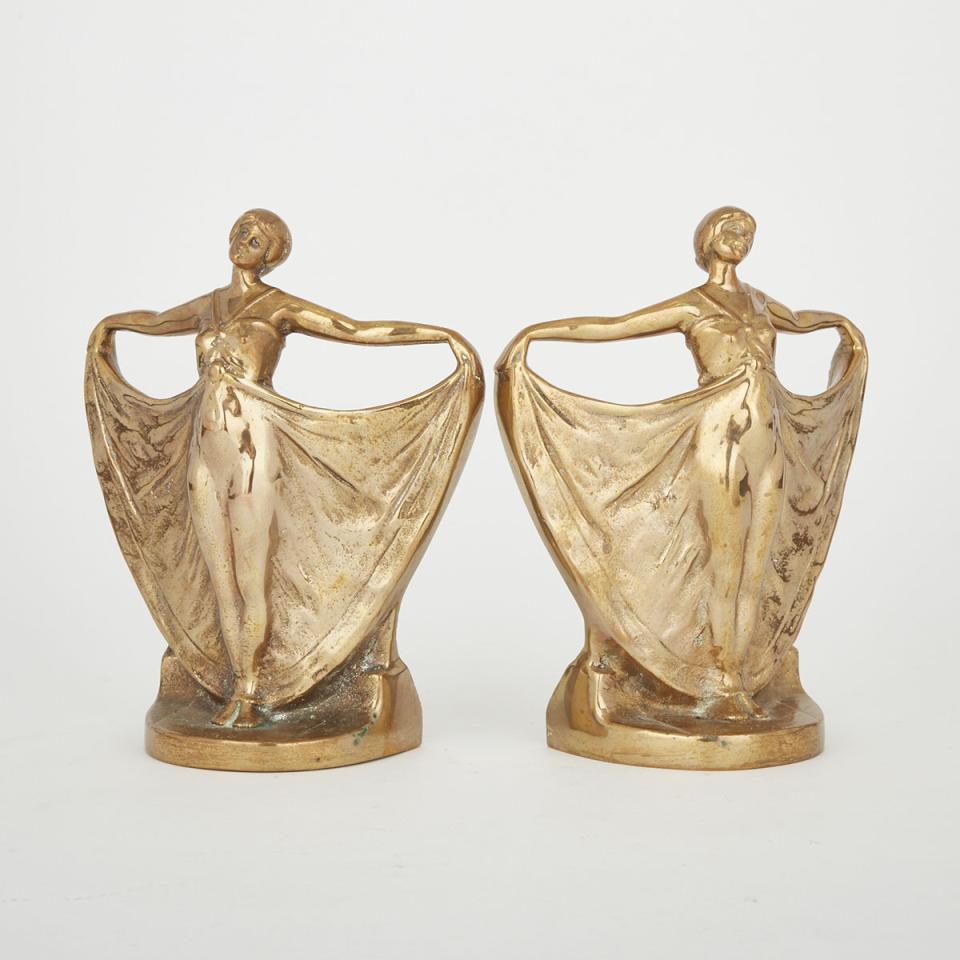 Pair of Art Deco Polished Bronze Figural Bookends, c.1930