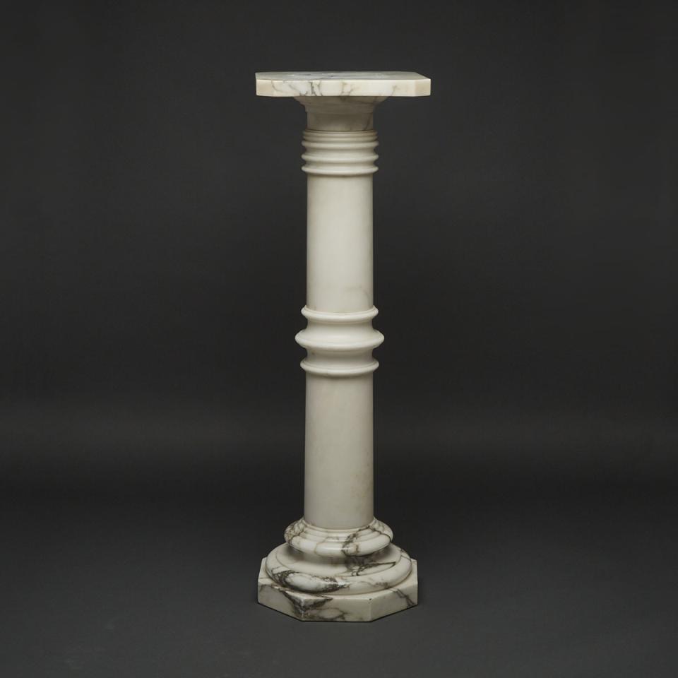 Italian Turned Alabaster Column Form Pedestal, early 19th century