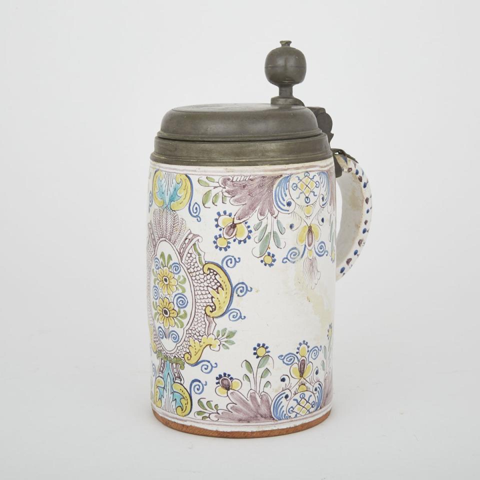 German Pewter Mounted Faience Stein, early 19th century