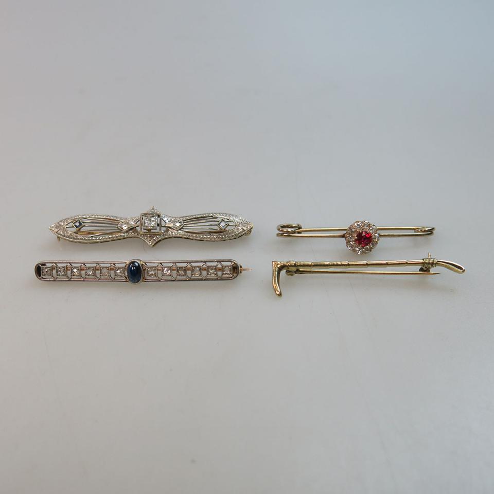 Four Various Gold Bar Pins