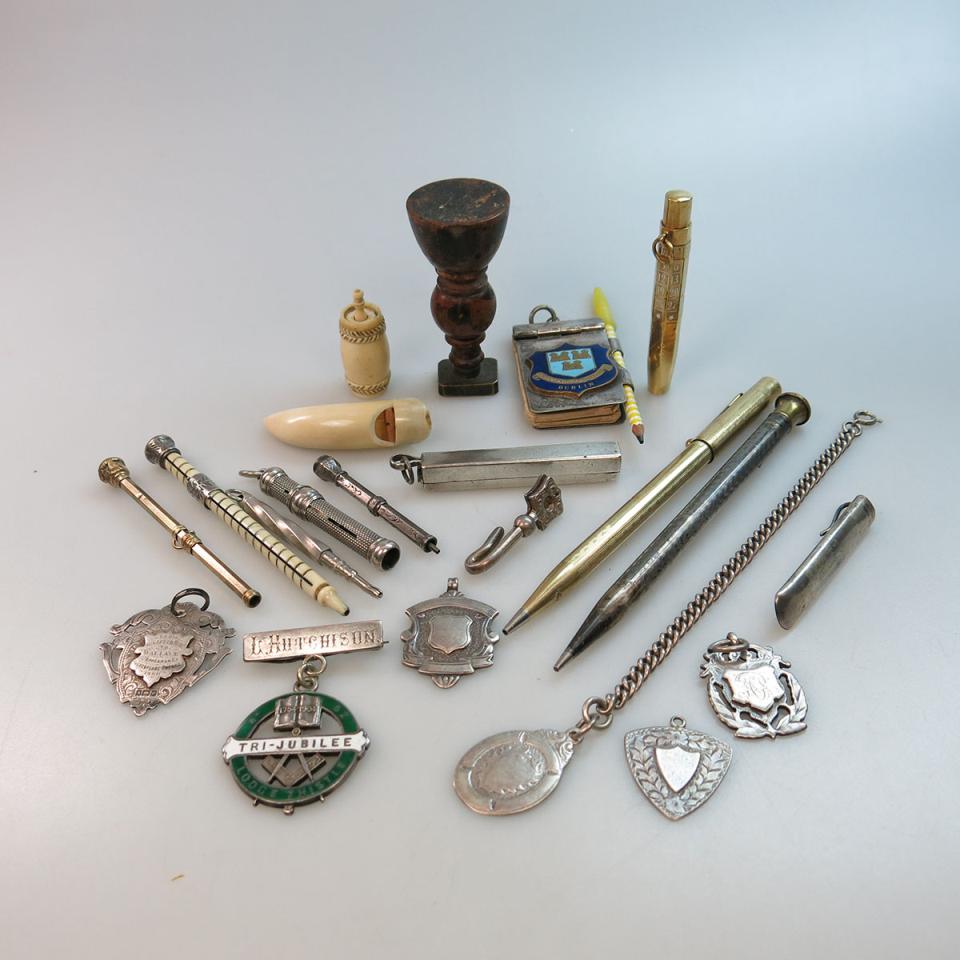 Small Quantity Of Various Pencils, Medallions And Novelties