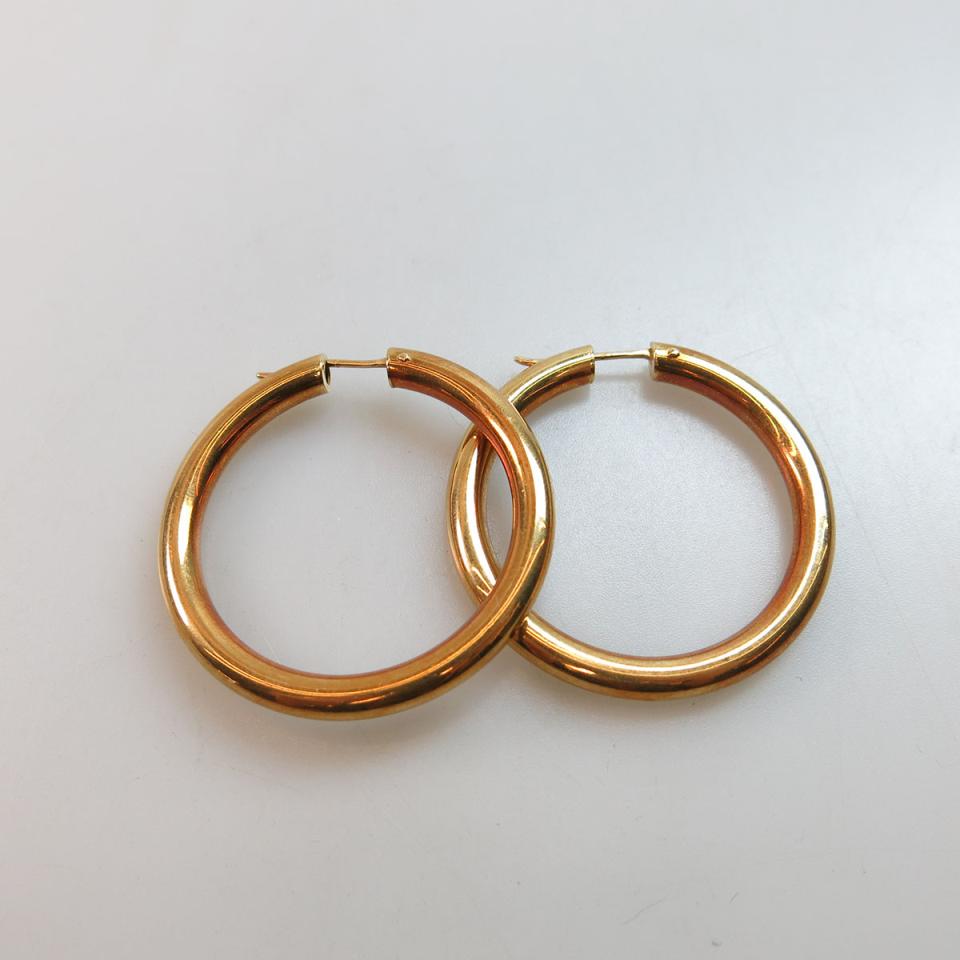 Pair Of Italian 18k Rose Gold Hoop Earrings