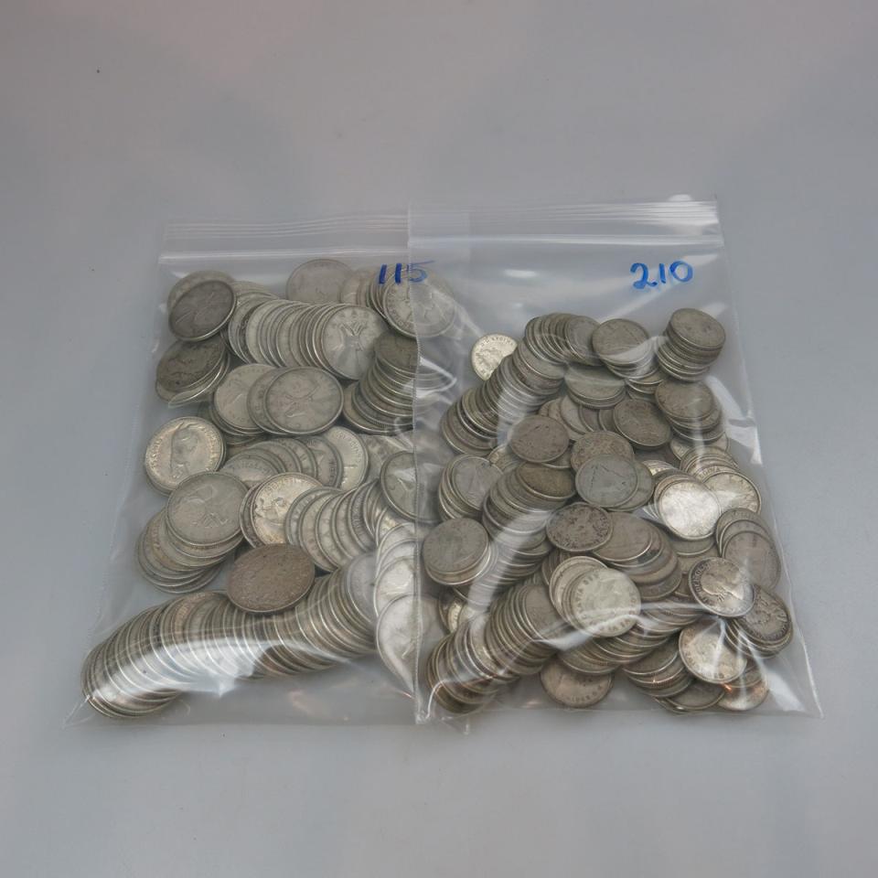 115 Canadian Silver Quarters And 210 Silver Dimes