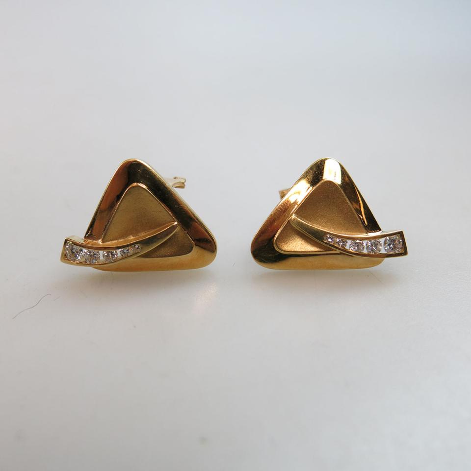 Pair Of Birks 18k Yellow Gold Earrings