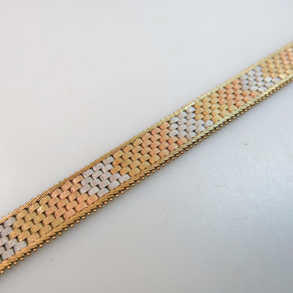 Italian 18k Three Colour Gold Strap Bracelet
