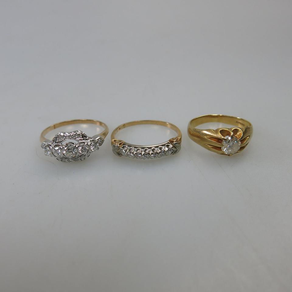 1 x 18k & 2 x 14k Yellow And White Gold Rings