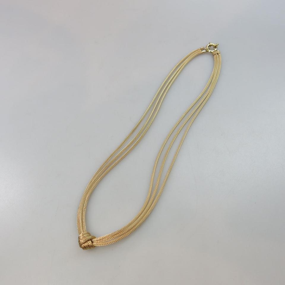 14k Yellow Gold Three Strand Mesh Knot Necklace