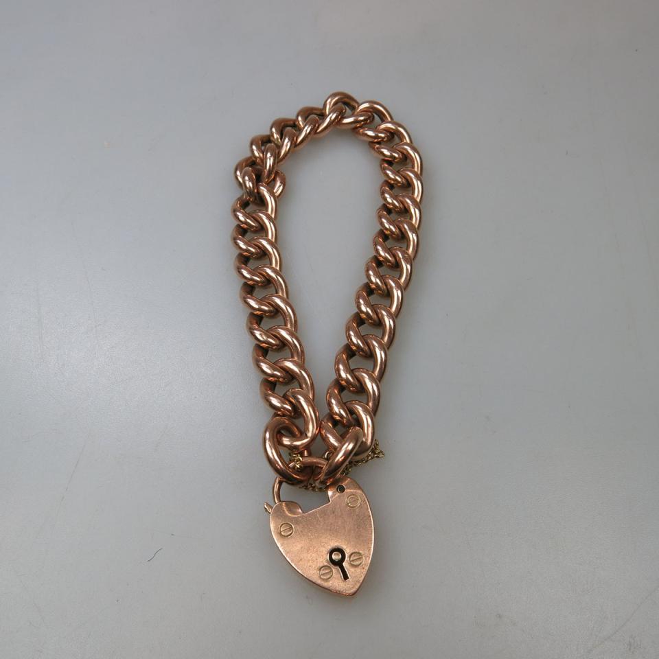 English 9k Rose Gold Gate Curb Bracelet