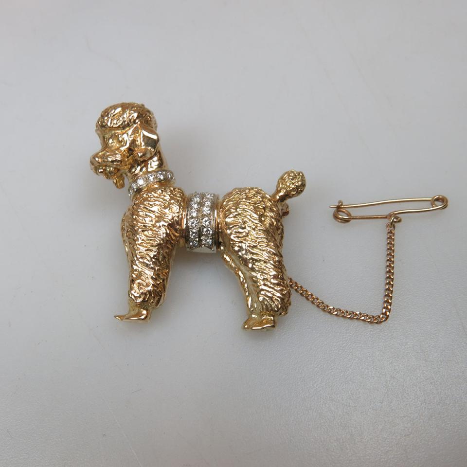 14k Yellow And White Gold Poodle Pin