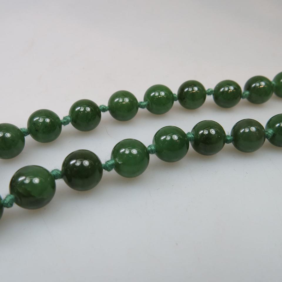 Nephrite Jade Single Strand Bead Necklace