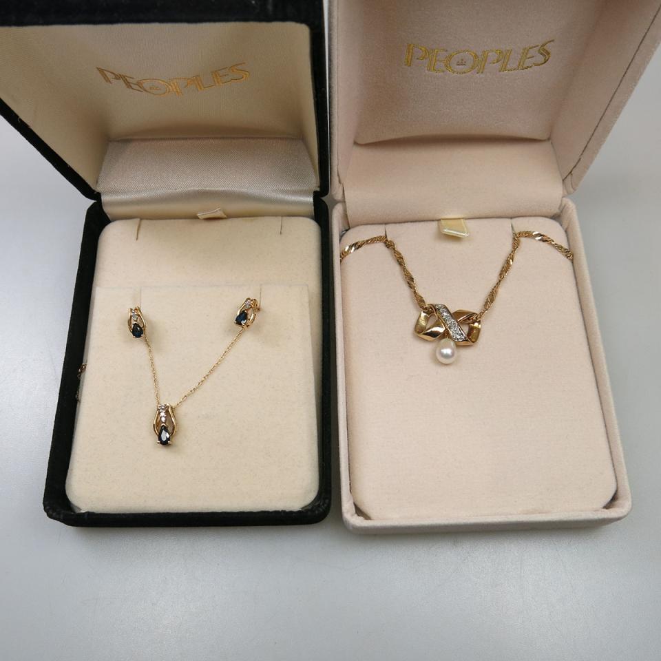 Two 10k Yellow Gold Pendant and Chains