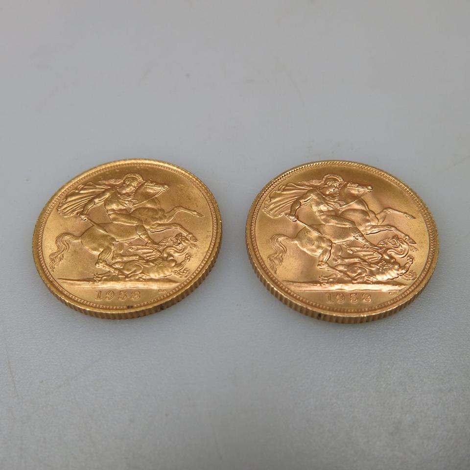 Two 1958 British Gold Sovereigns