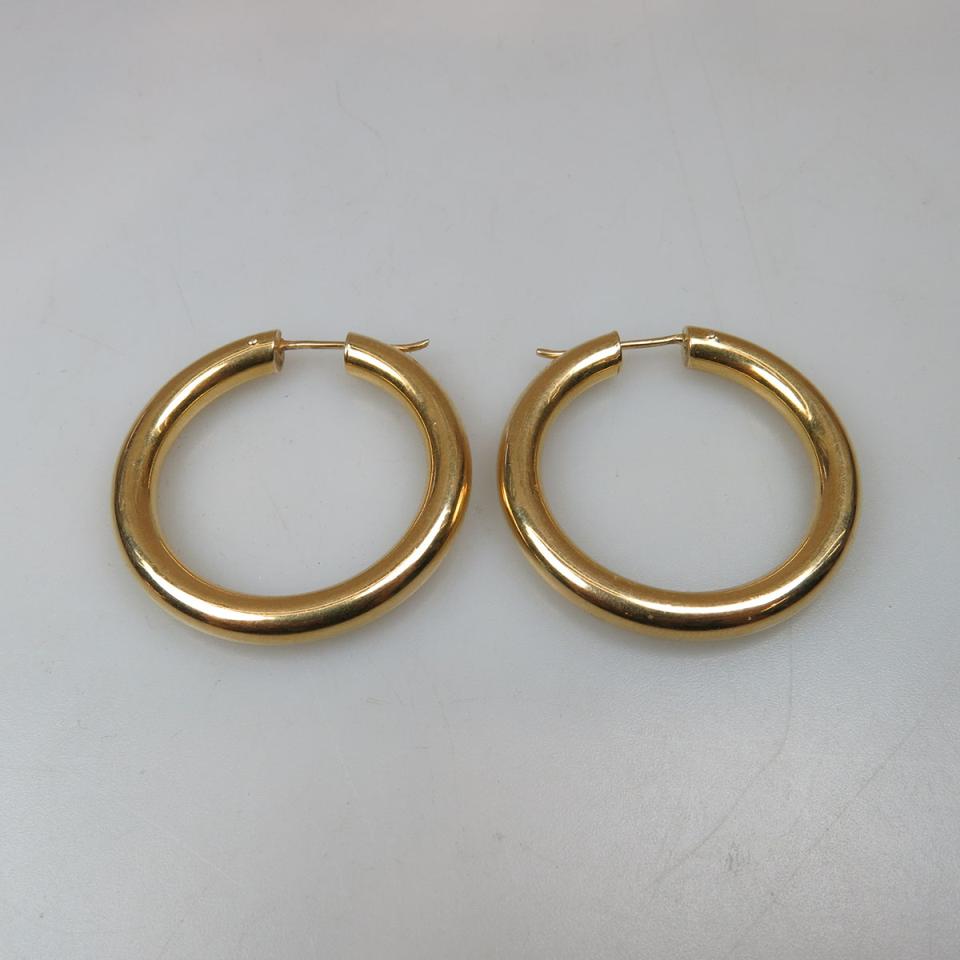 Pair Of Italian 18k Yellow Gold Hoop Earrings