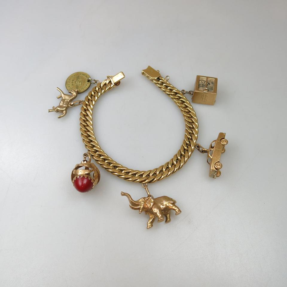 Italian 18k Yellow Gold Charm Bracelet