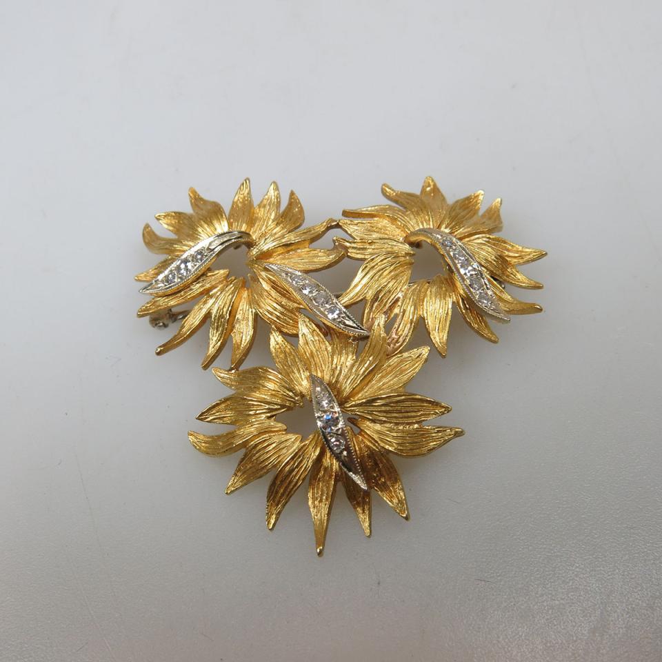 Birks 18k Yellow and White Gold Floral Brooch