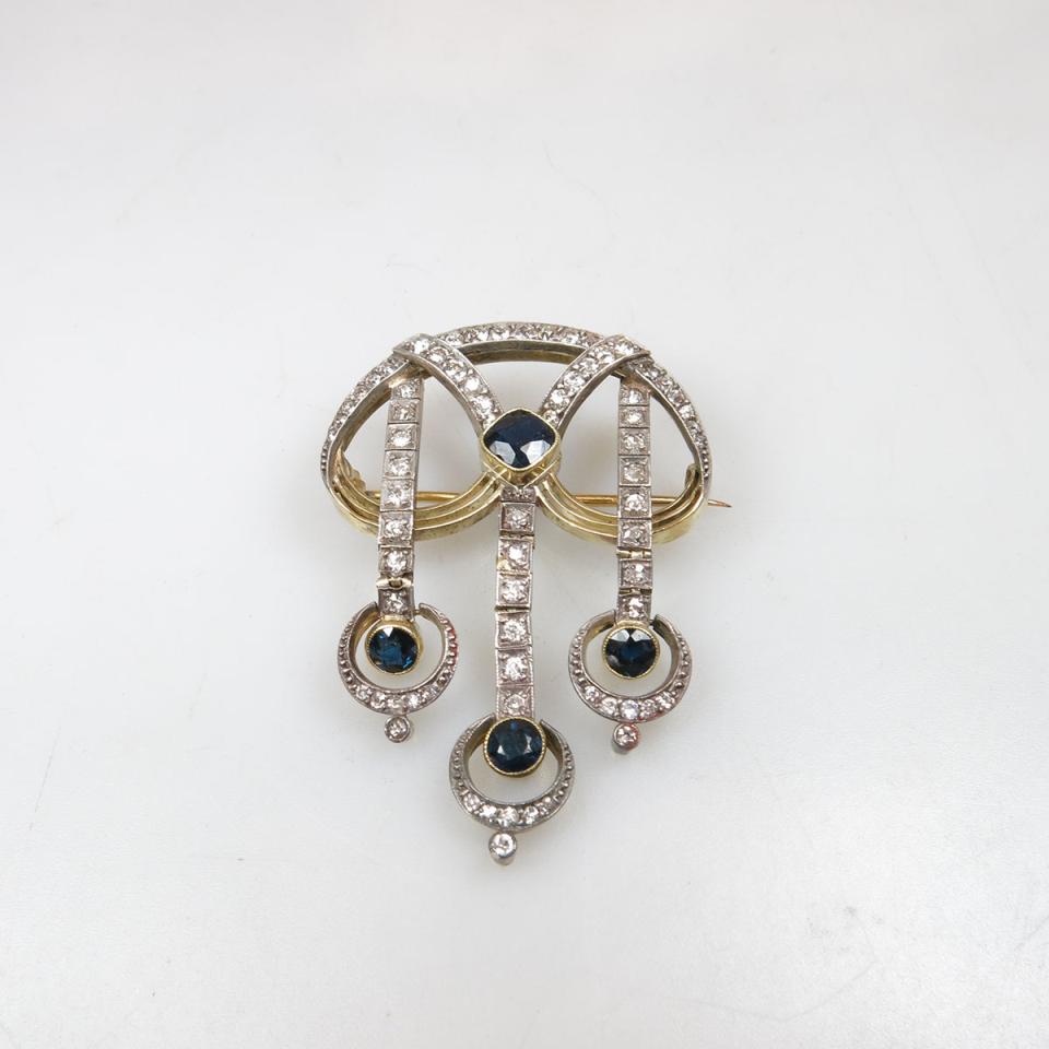 18k Yellow Gold And Silver Brooch