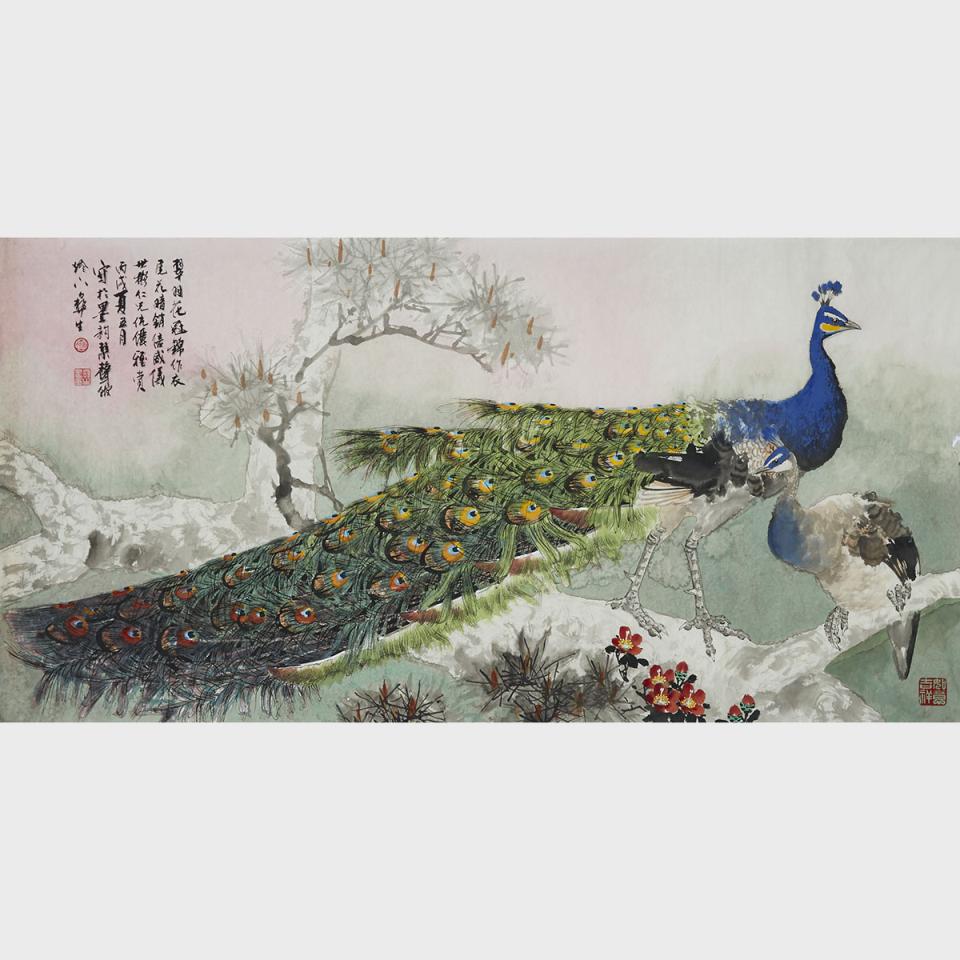 Wu Yisheng 伍彞生 (1929-2009), Two Peacocks on Tree Branch