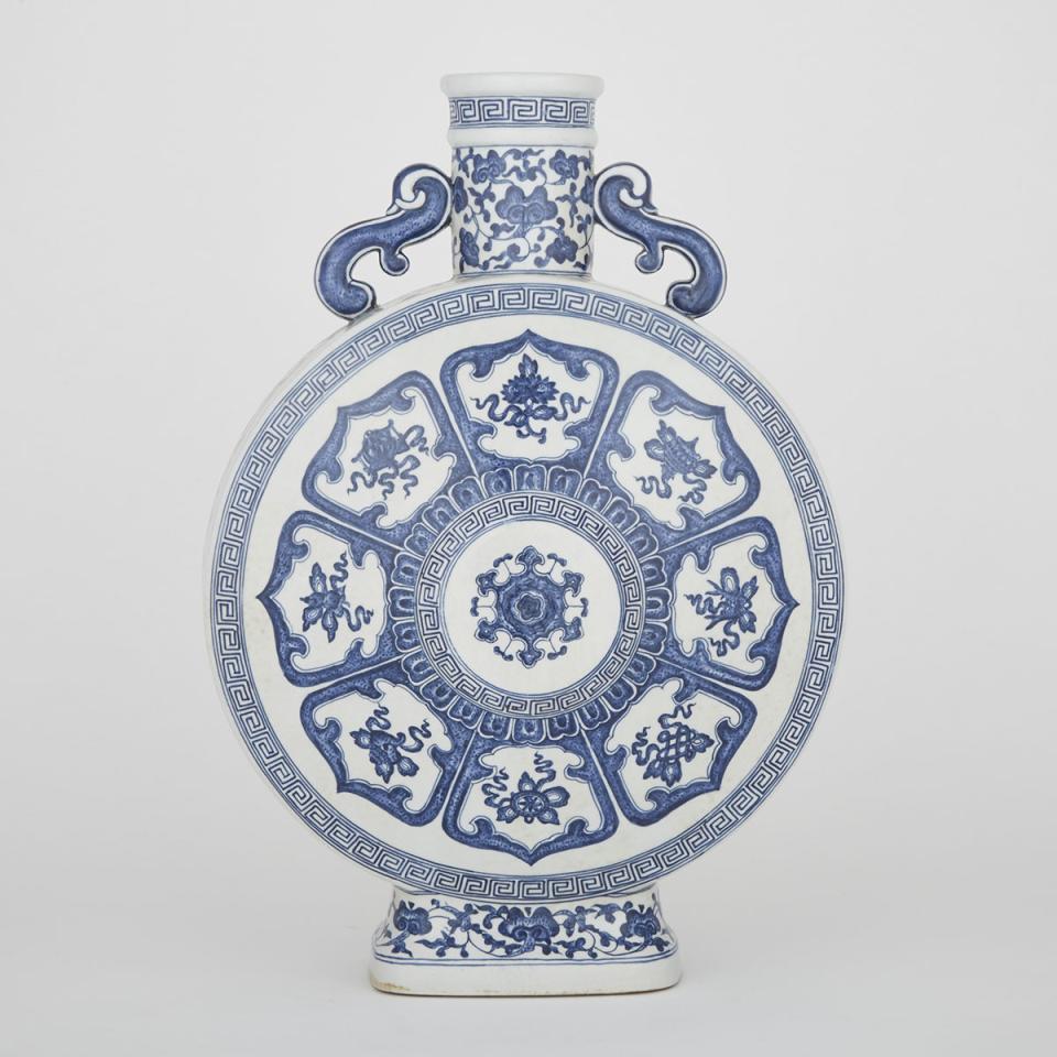 A Blue and White Moon Flask Vase, Qianlong Mark