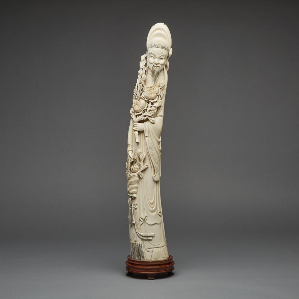 A Large Ivory Carved Immortal, Early 20th Century