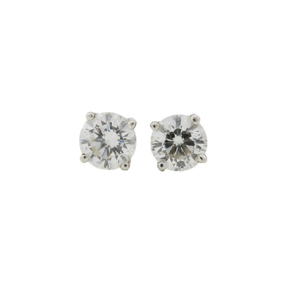 Pair Of 14k White Gold Diamond Stud Earrings