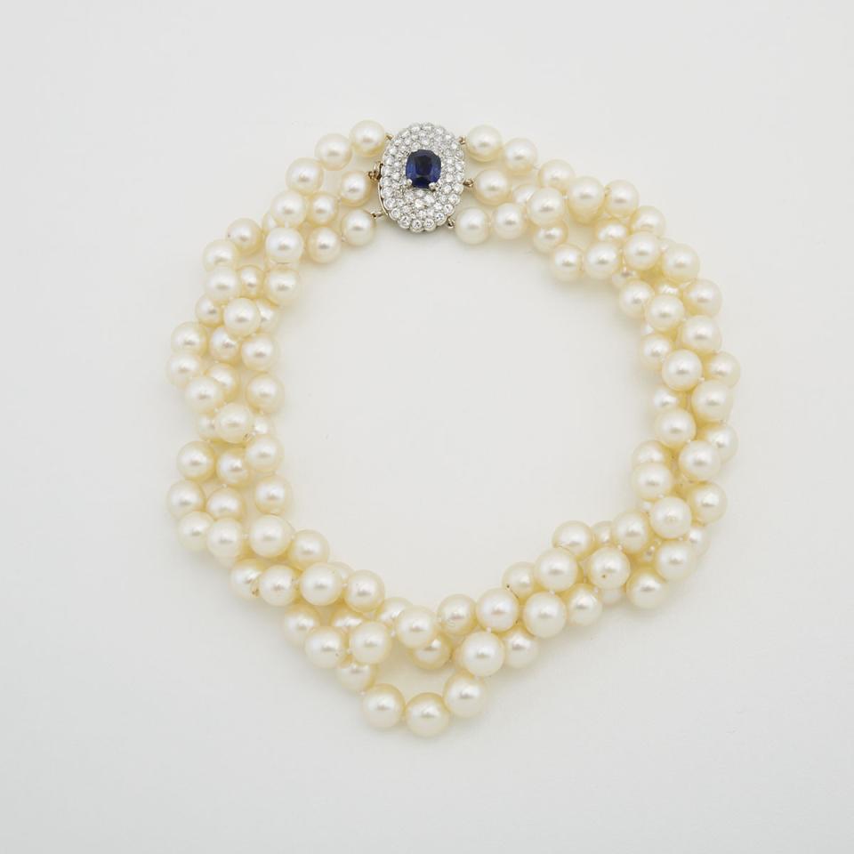 Triple Stand Cultured Pearl Necklace