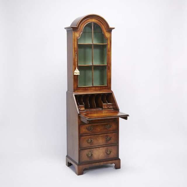 Small Queen Anne Style Mahogany Secretaire Bookcase, early 20th century