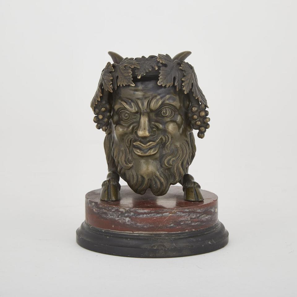Neapolitan Bronze Bacchanalian Inkwell, mid 19th century