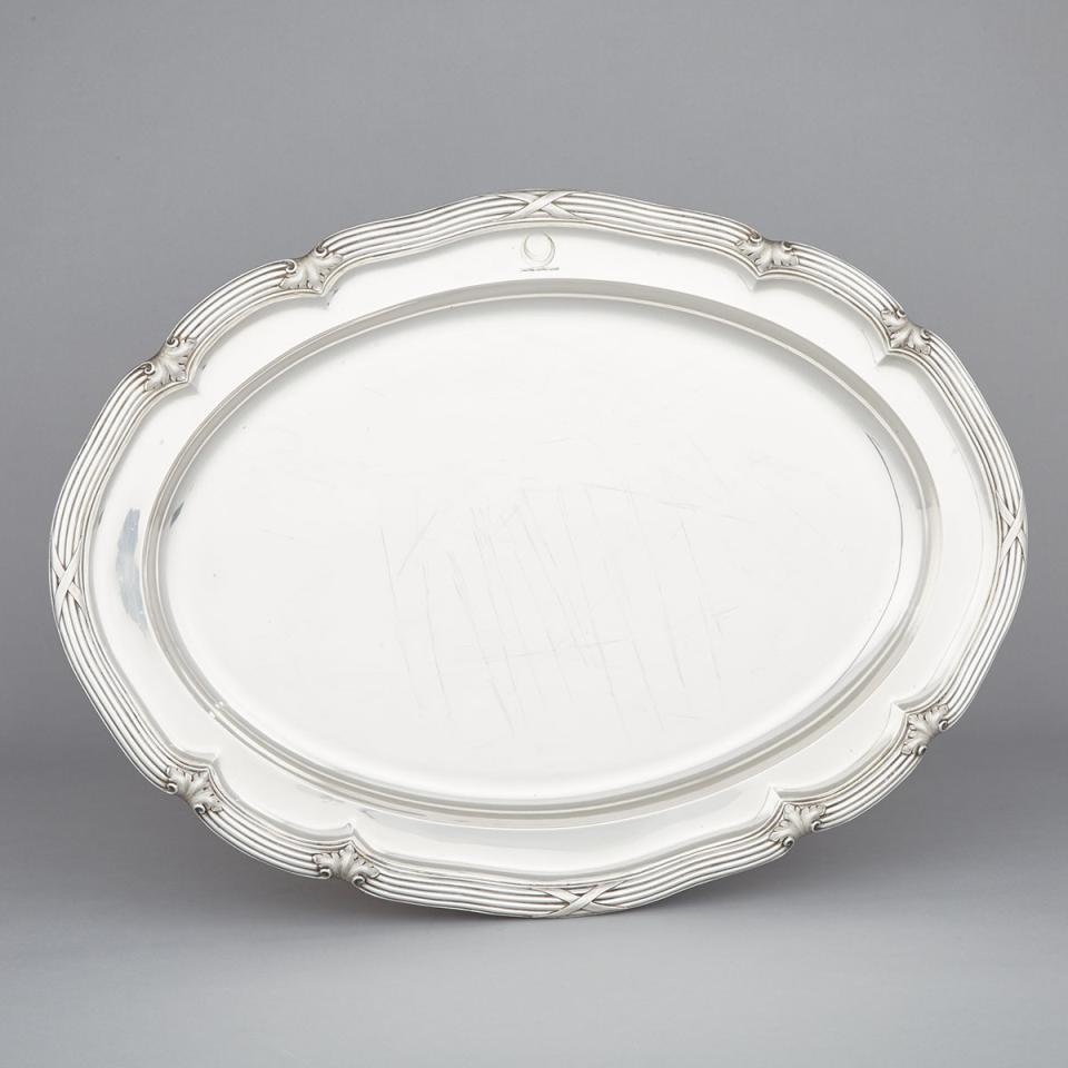 Victorian Silver Oval Platter, John Mortimer & John Samuel Hunt, London, 1843