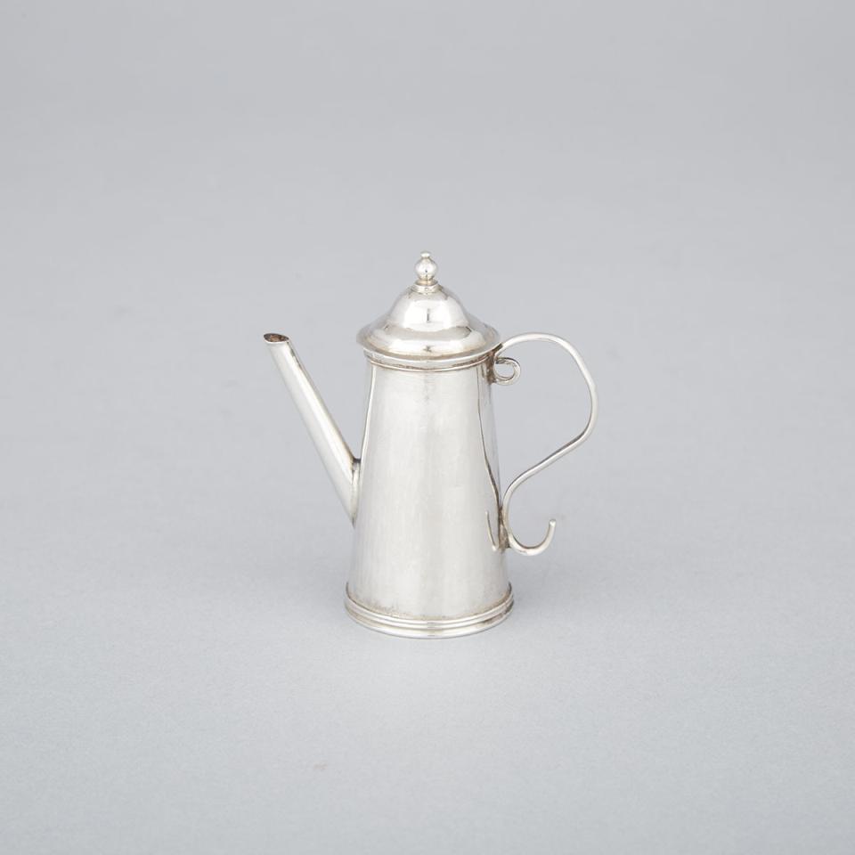 George II Silver Miniature Coffee Pot, John Hugh Le Sage, London, c.1740
