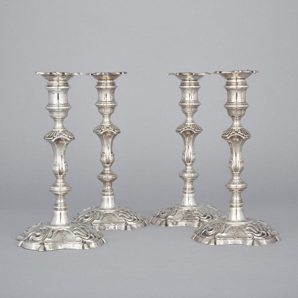 Set of Four George II Silver Table Candlesticks, William Gould, London, 1745