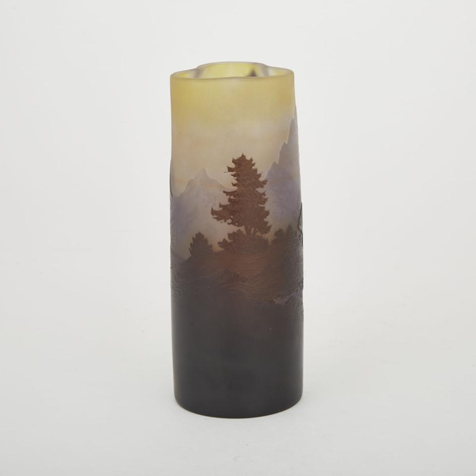 Gallé Landscape Cameo Glass Vase, c.1900