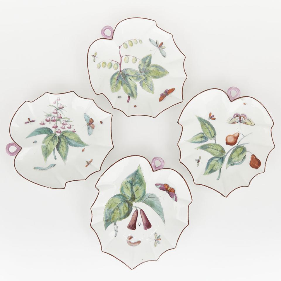 Set of Four Chelsea Leaf-Shaped Dishes, c.1755