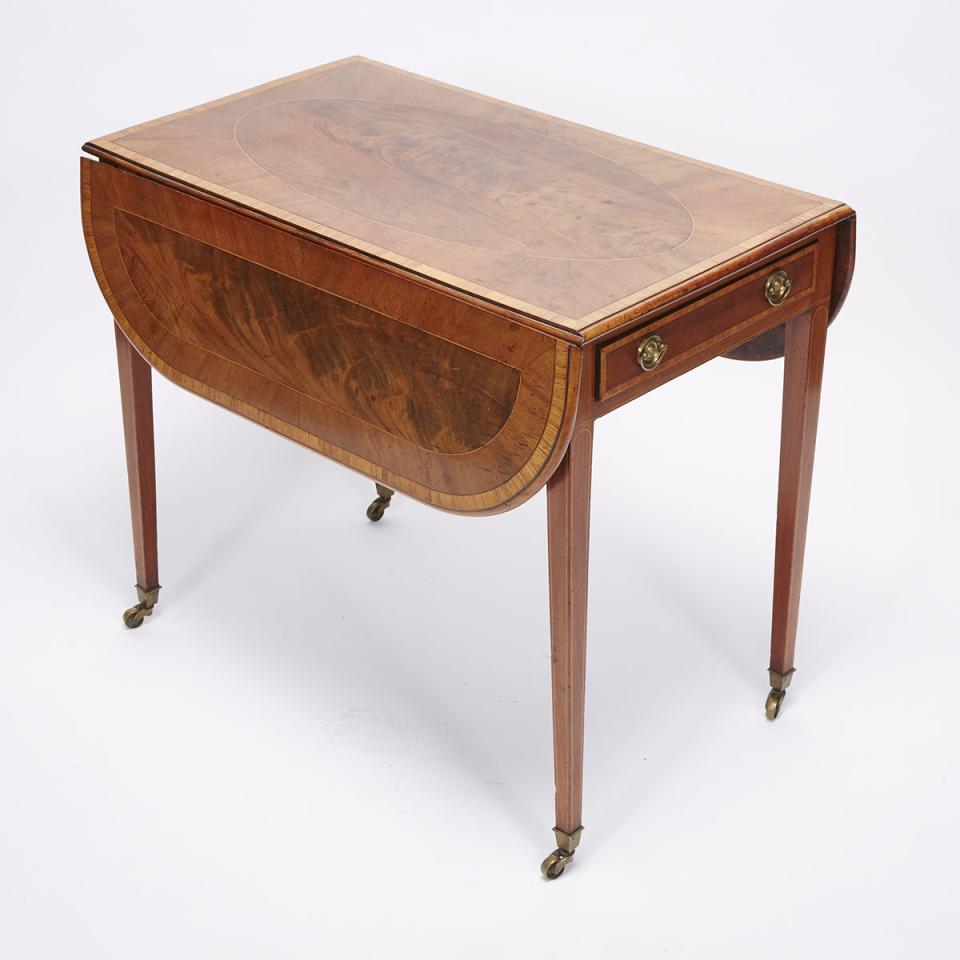Regency Satinwood Strung and Crossbanded Flame Mahogany Pembroke Table, early 19th century