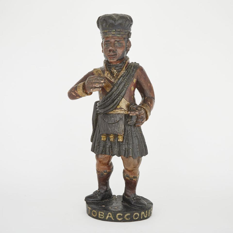 Carved and Polychromed Tobacconist’s Shop Countertop Figure of Highlander, mid 19th century