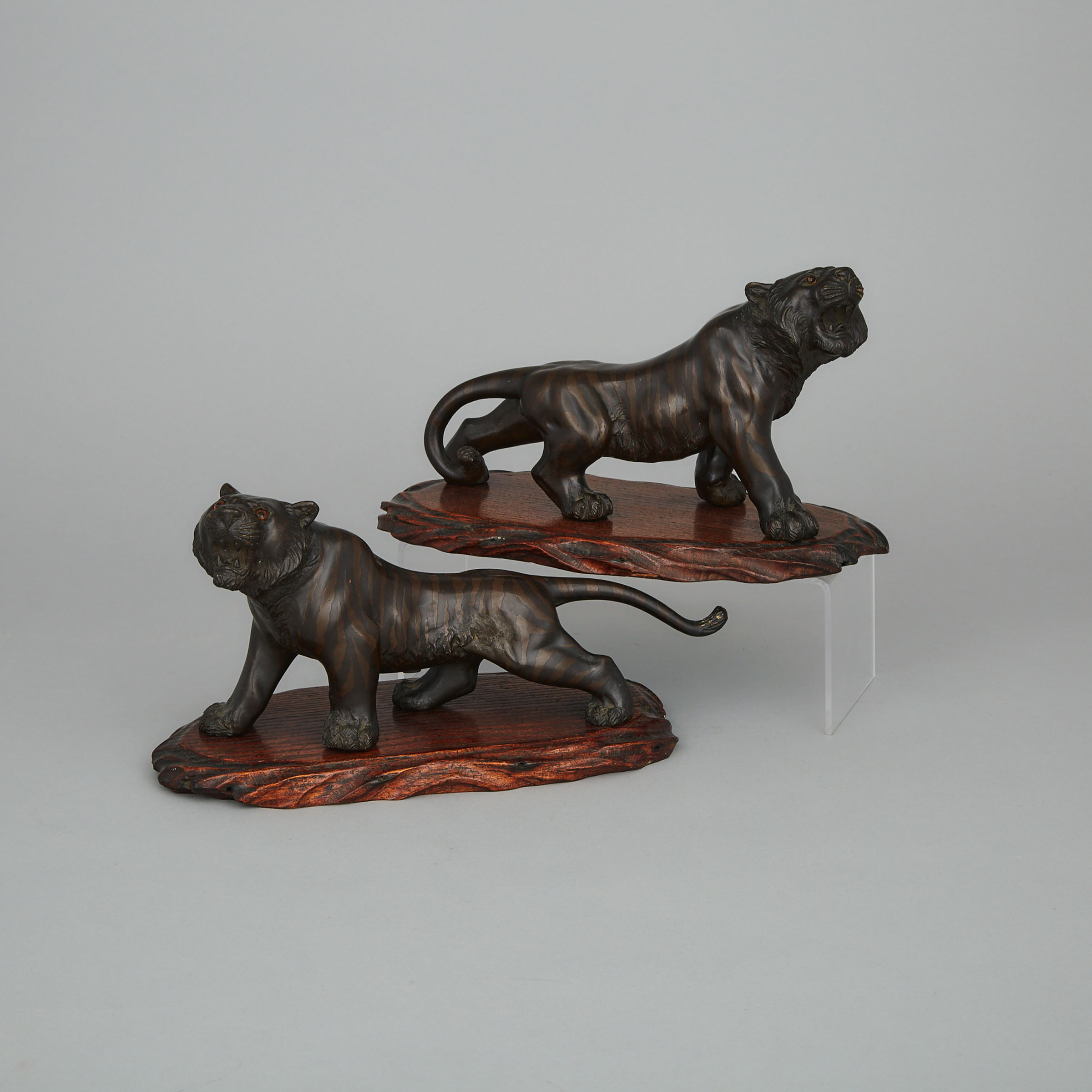 A Pair of Japanese Bronze Tigers