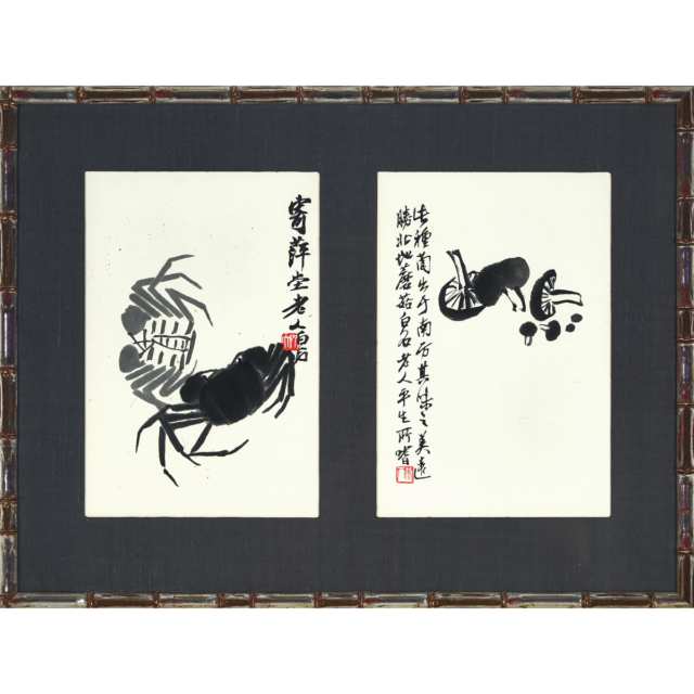 After Qi Baishi (1864-1957), A Group of Four Woodblock Prints