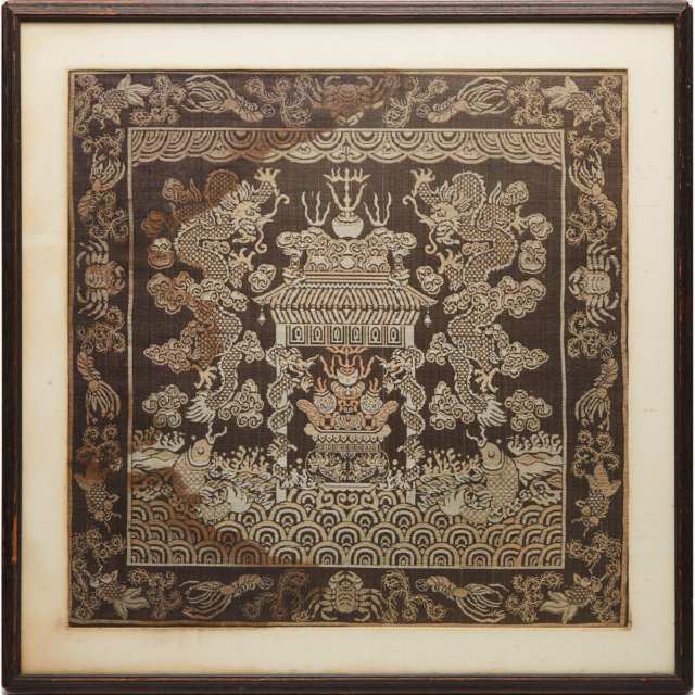 A Group Three Framed Chinese Embroideries, 19th Century and Later