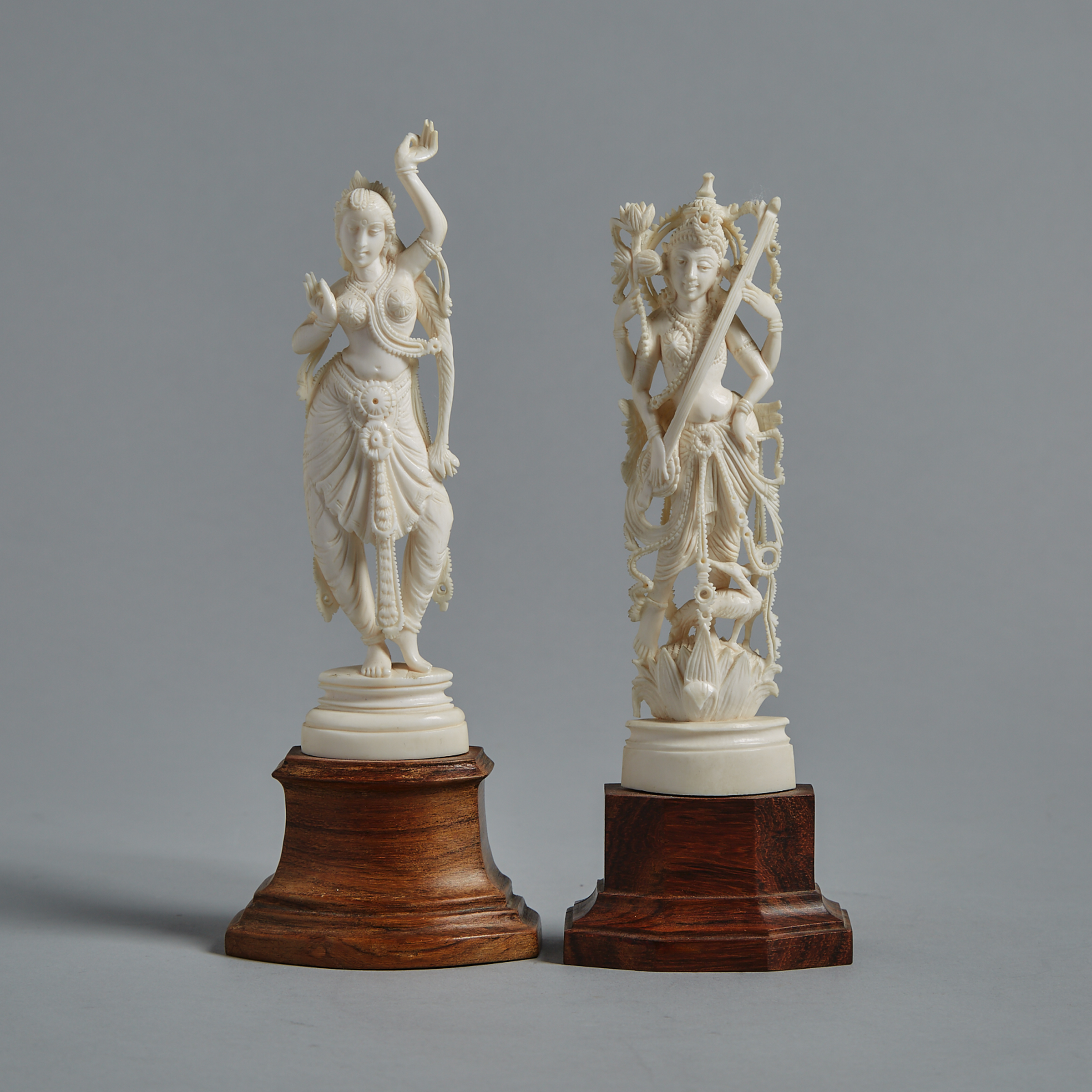 Two Indian Ivory Carved Figures
