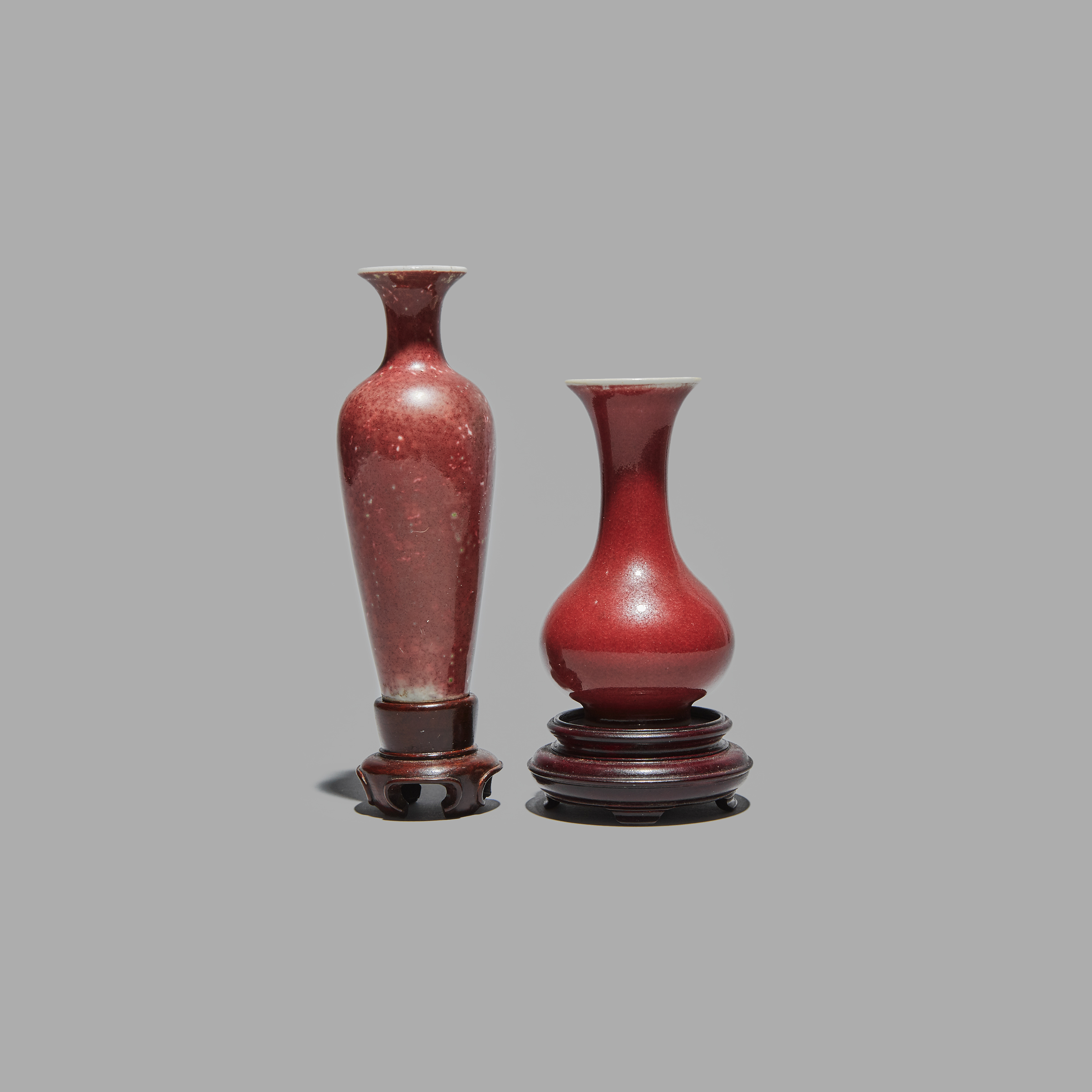 Two Peachbloom Glazed Vases, Kangxi Mark, 19th Century