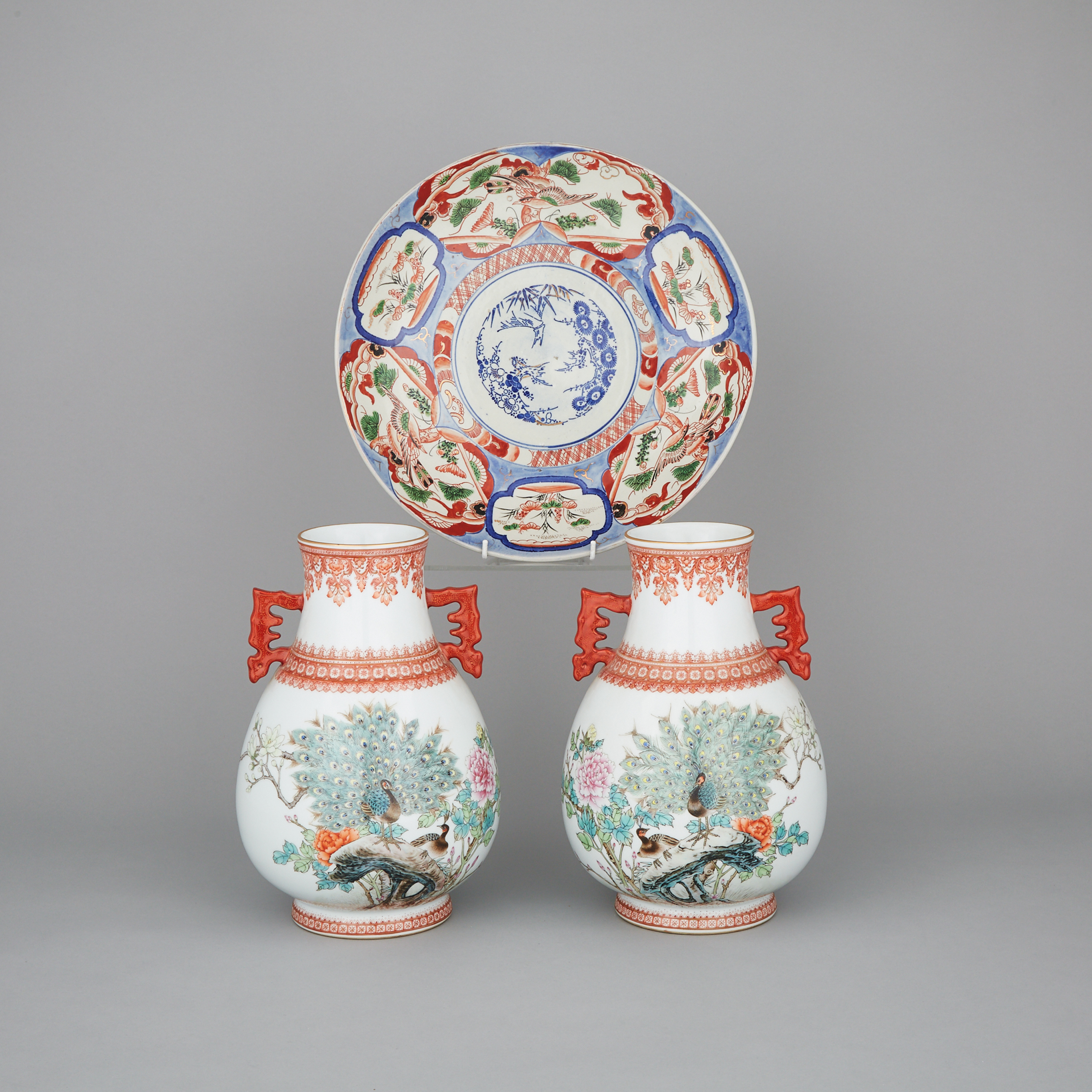 A Pair of Chinese Peacock Vases