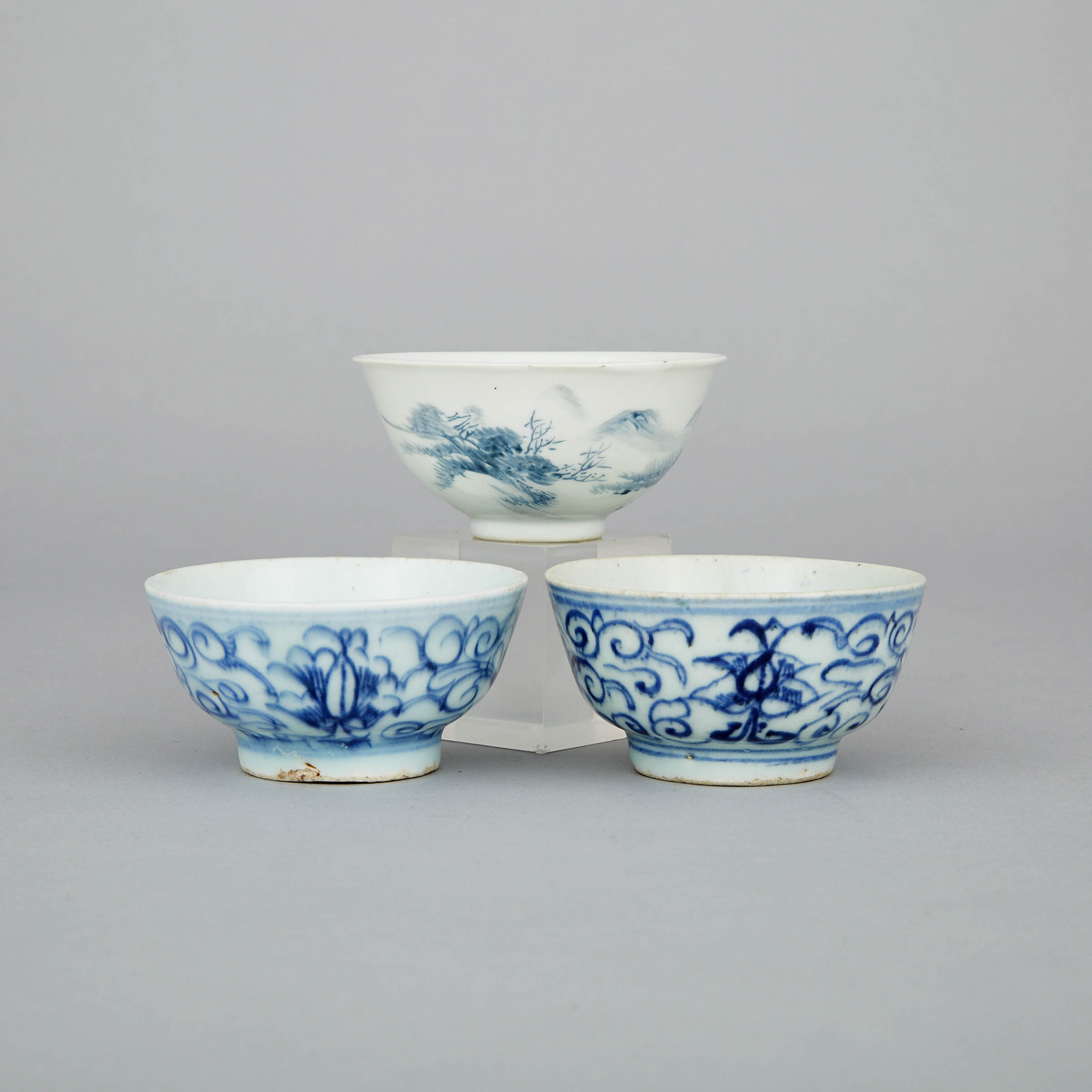 A Group of Three Porcelain Cups, Late 19th/Early 20th Century