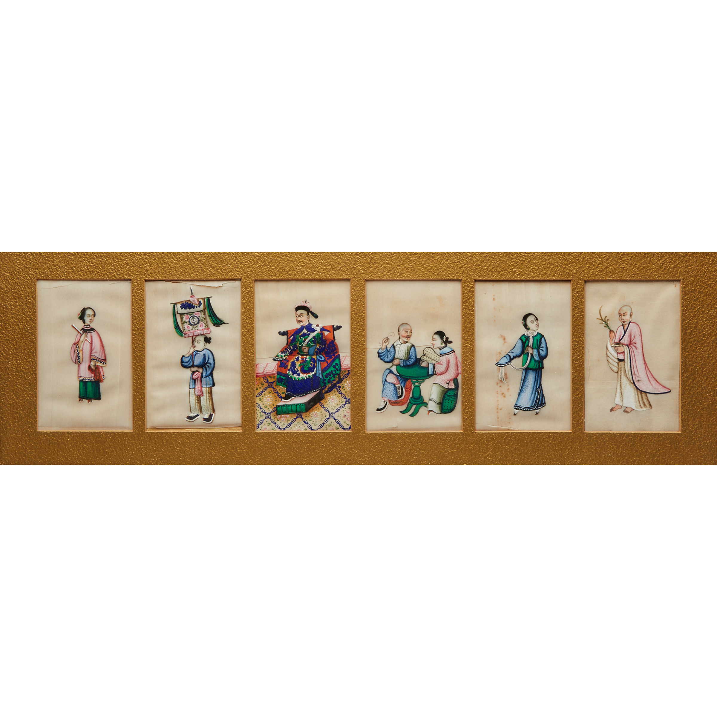 A Framed Set of Six Pith Paintings, Early 20th Century