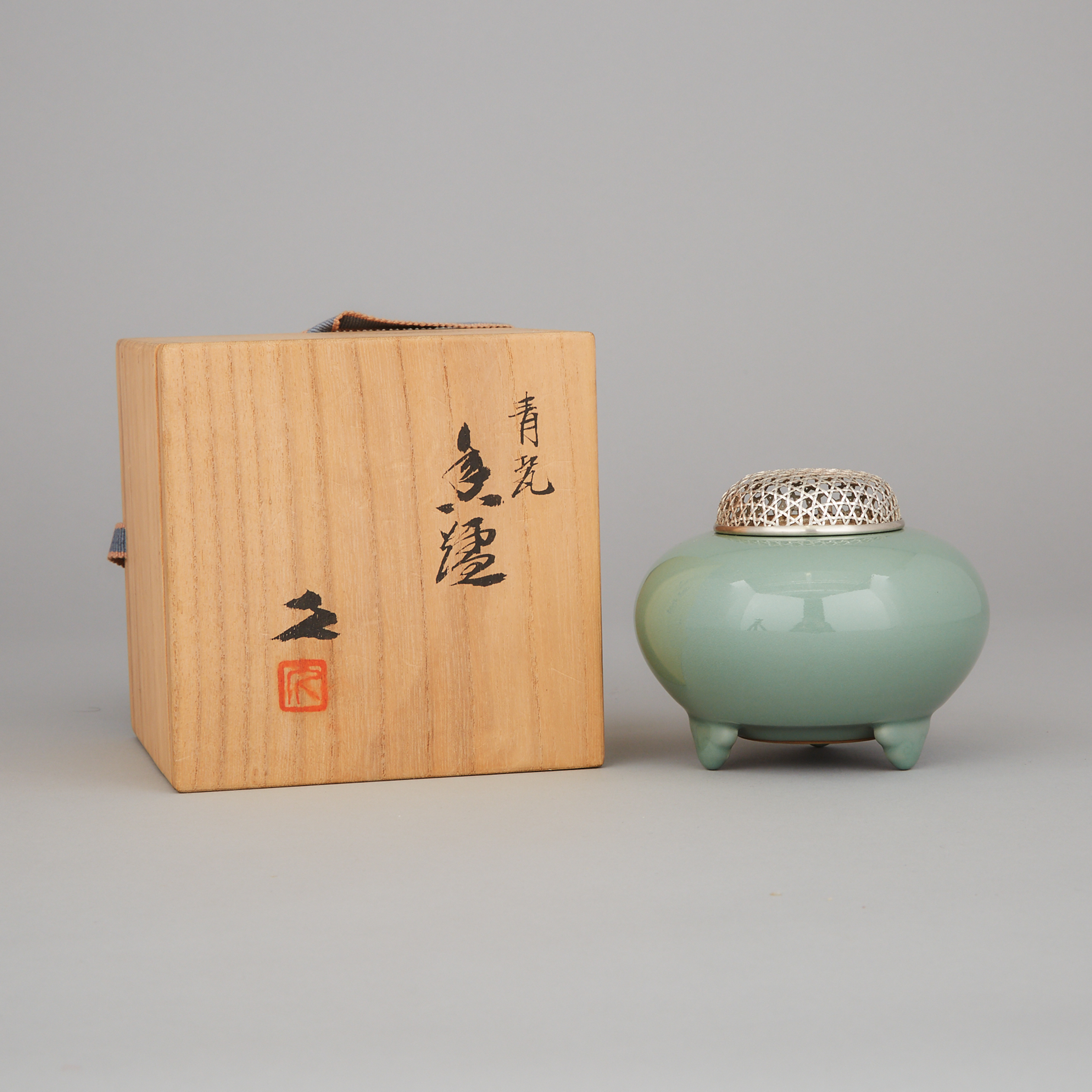 A Japanese Celadon Koro Incense Burner