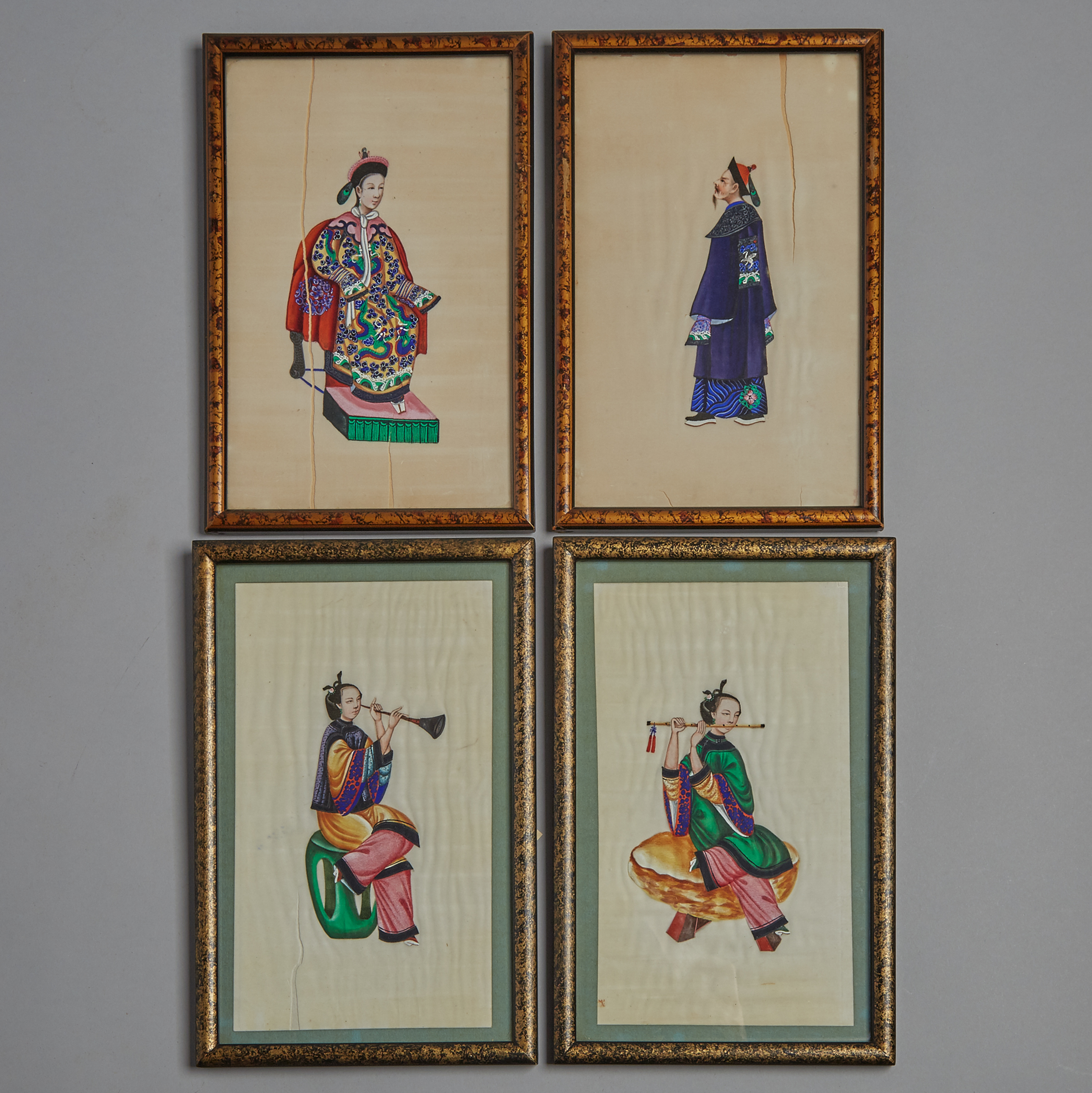 A Group of Four Pith Paintings, Early 20th Century