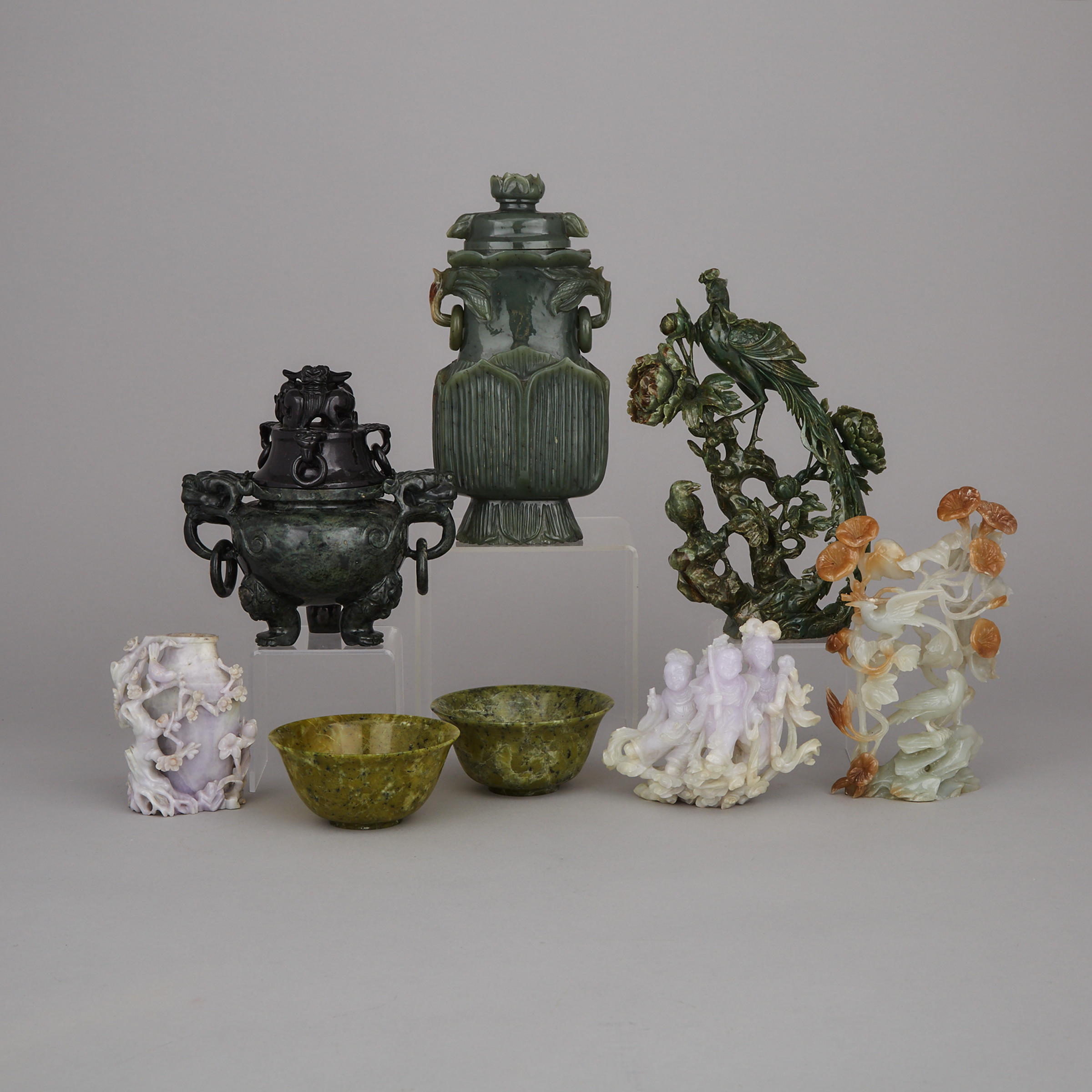 A Group of Eight Chinese Hardstone Carvings