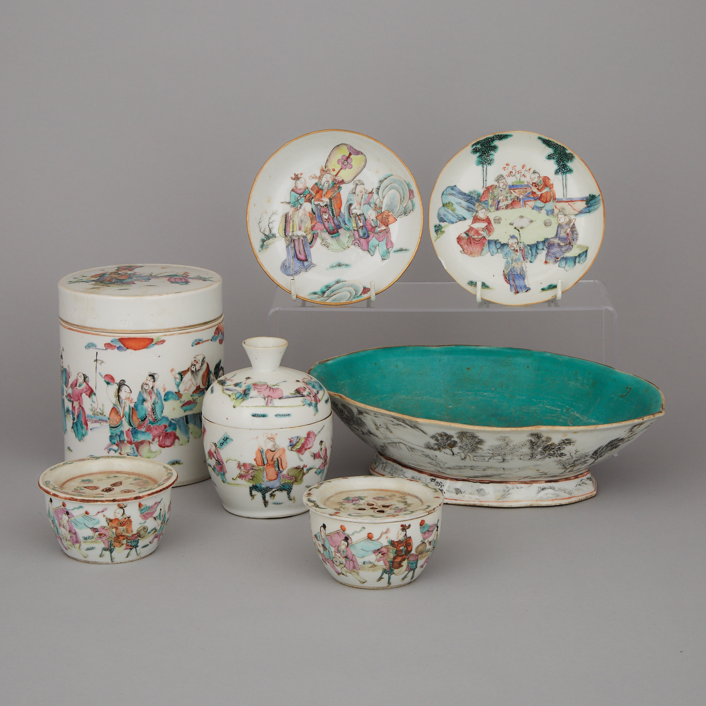 A Group of Seven Famille Rose Wares, Republican Period
