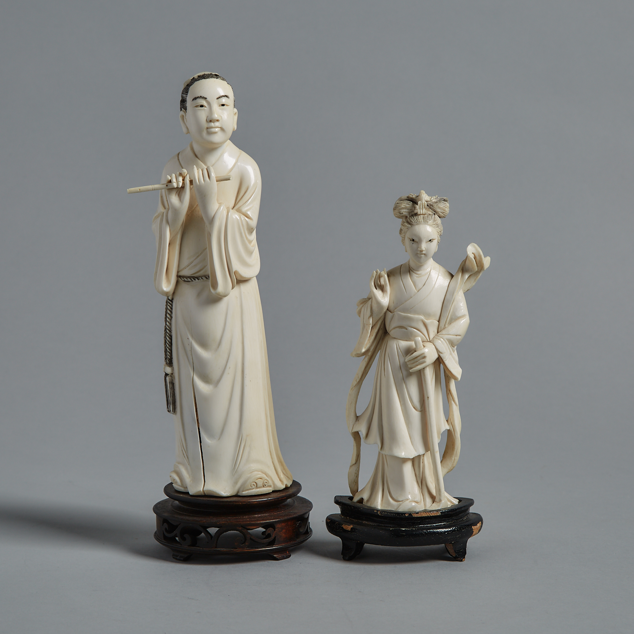 Two Ivory Carved Immortals